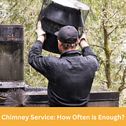 Chimney Service How Often is Enough Sixpenny Chimney Sweep technician performing chimney service to ensure a safe and clean fireplace environment.