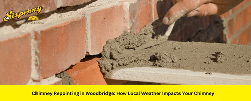 Chimney repointing work performed by Sixpenny Chimney Sweep in Woodbridge, VA.